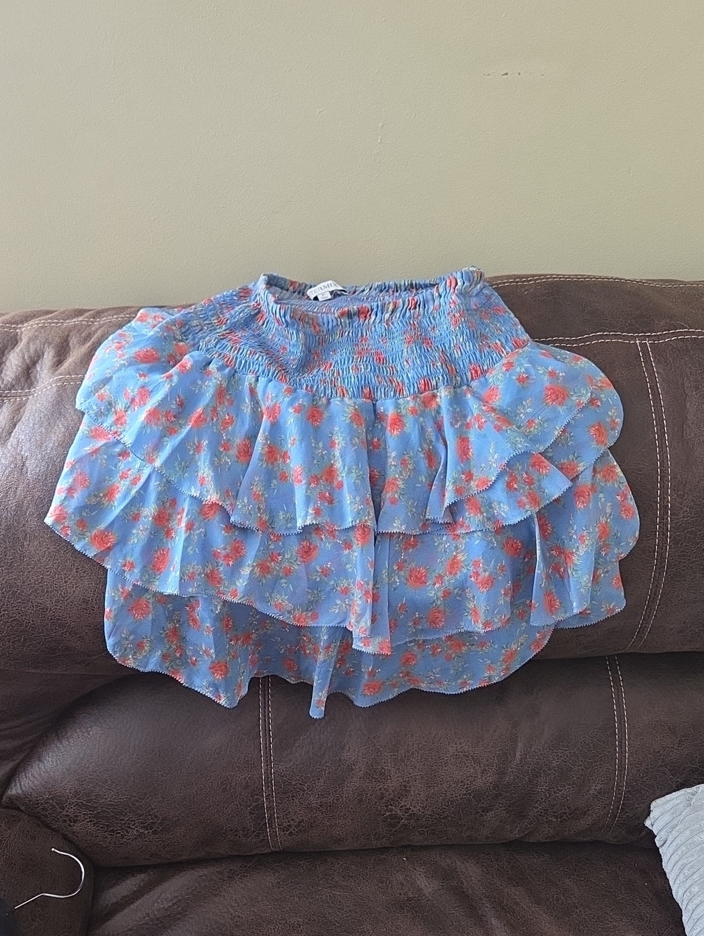 Intermix Skirt  Blue Floral Ruffled Mini Skirt SIZE P